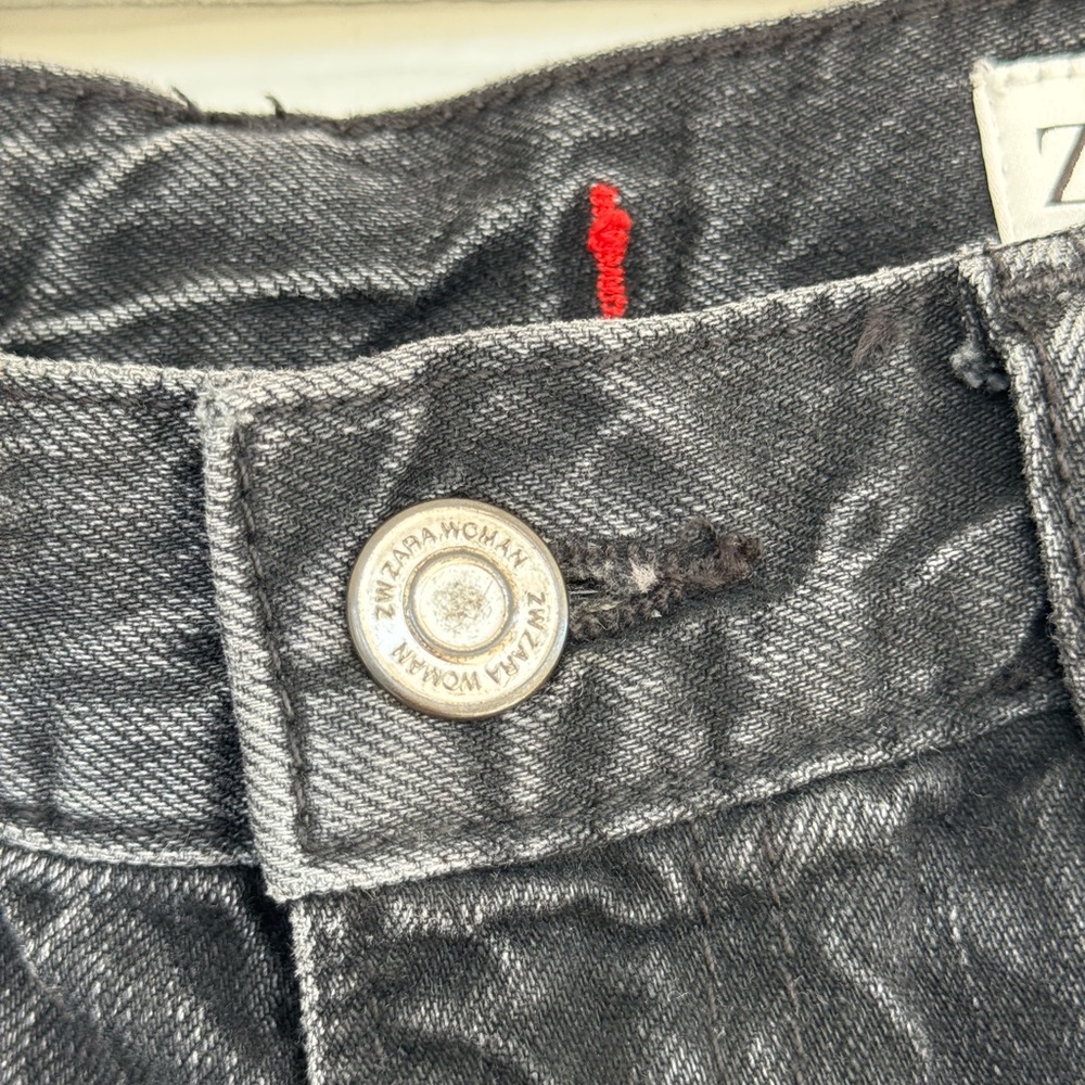 ZARA Black Washed Bootcut Jeans Women Size 4 EU 36 High Rise 100% Cotton - Picture 3 of 9